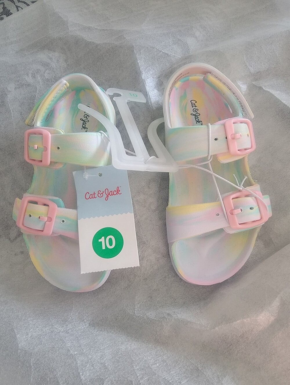 Toddlers Sz 10 Cat & Jack Blown Eva Slip-On Footbed Sandals White/pink/blue